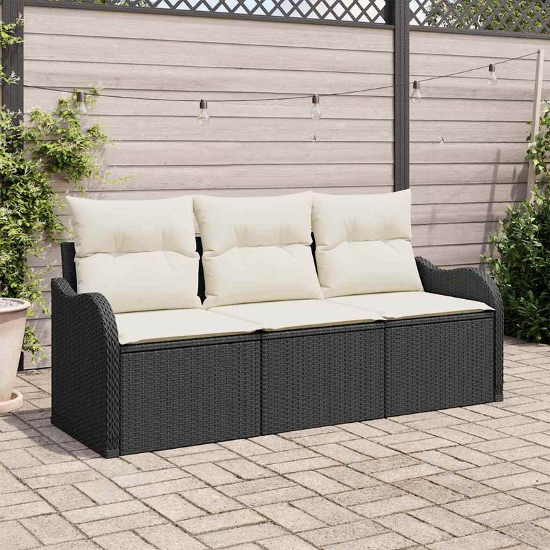 Set de canapele pentru grădină 3 buc. Negru Rattan poli