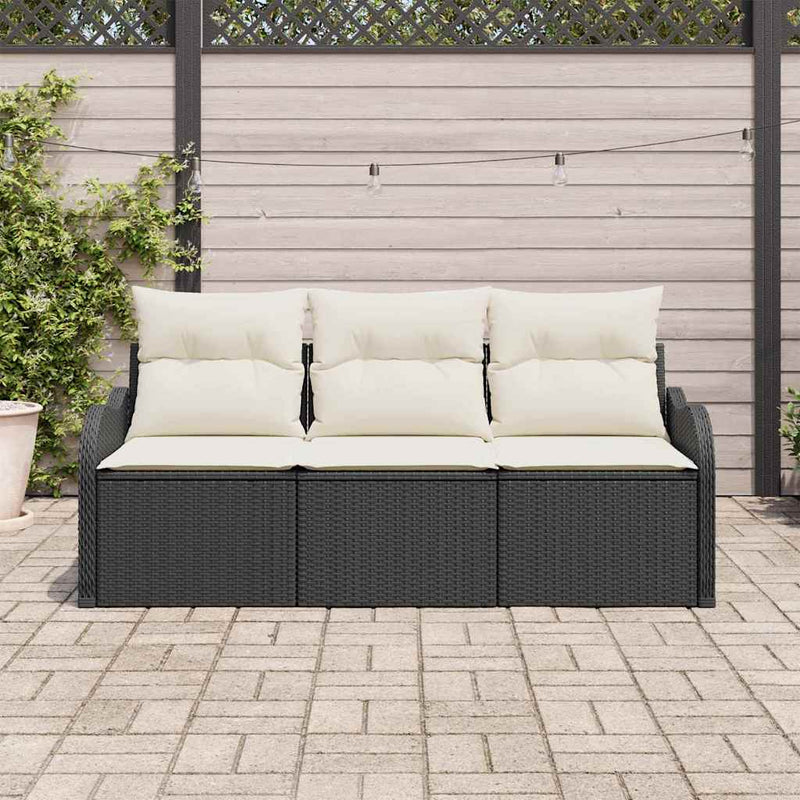 Set de canapele pentru grădină 3 buc. Negru Rattan poli