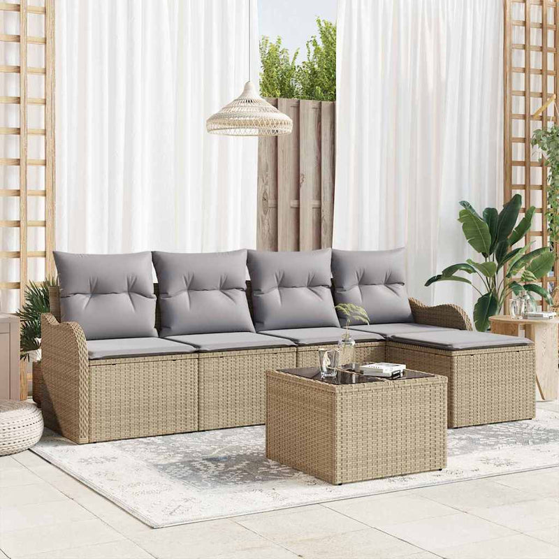 Set de canapele pentru grădină 6 buc. Beige și gri deschis