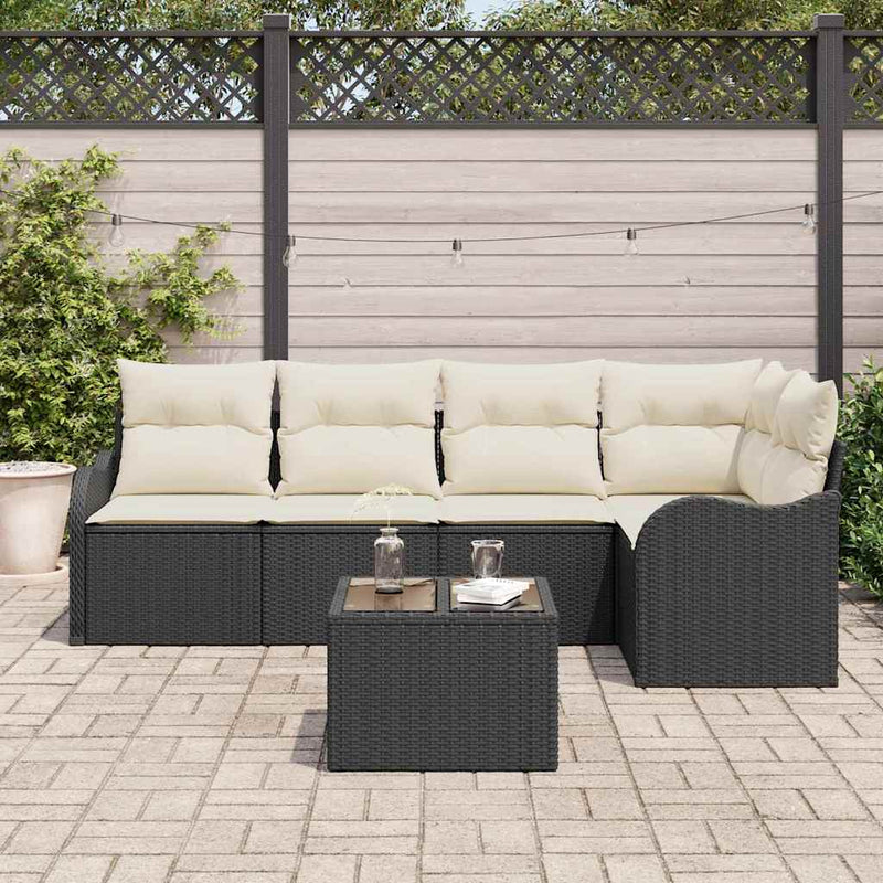 Set de canapele pentru grădină 6 buc. Negru poliratan