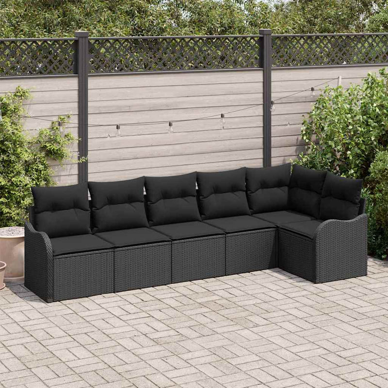 Set de canapele pentru grădină 6 buc. Negru poliratan