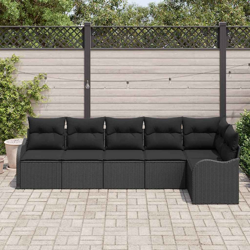 Set de canapele pentru grădină 6 buc. Negru poliratan
