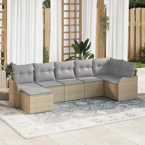 Set de canapele pentru grădină 7 buc. Beige și gri deschis