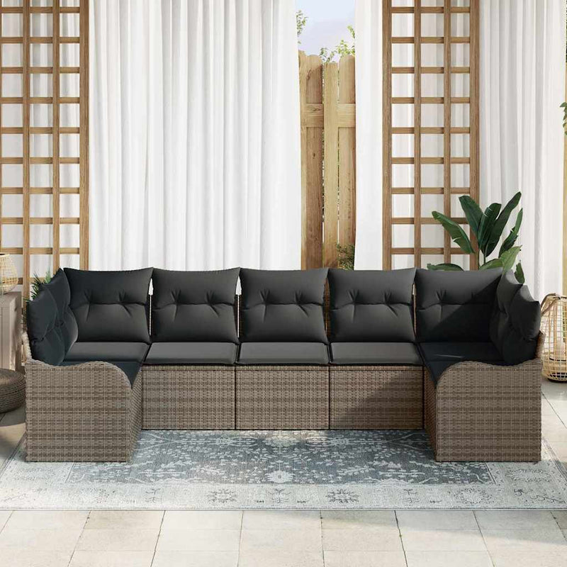 Set de canapele pentru grădină 7 buc. Gri Rattan poli