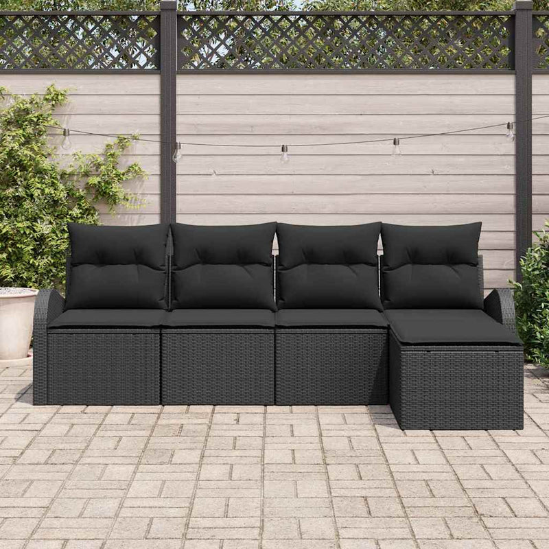 Set de canapea 5 buc. Negru poliratan
