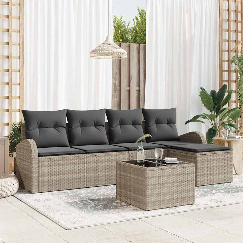 Set de canapea 6 buc. Gri deschis poliratan
