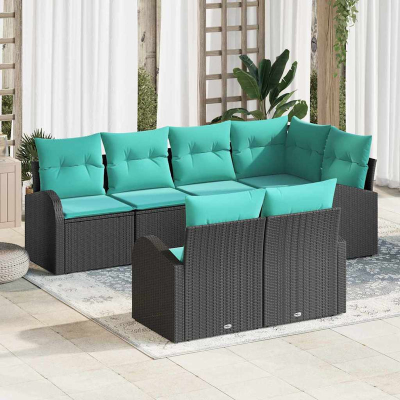 Set de canapele pentru grădină 7 buc. Negru și turcoaz