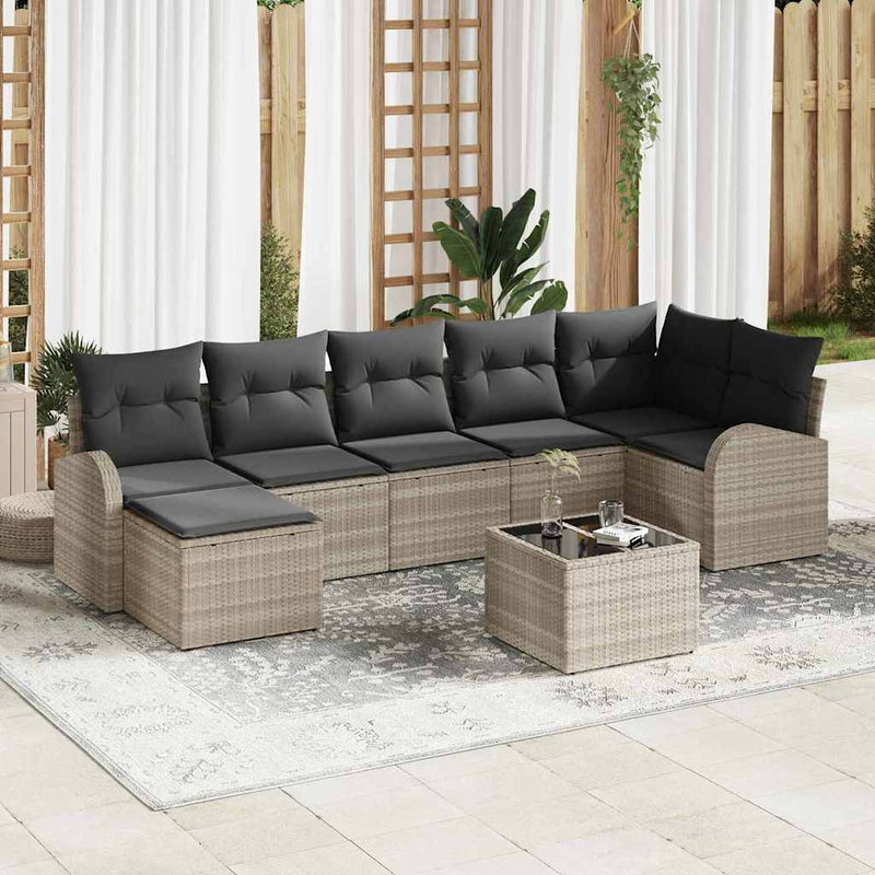 Set de canapea 8 buc. Gri deschis poliratan