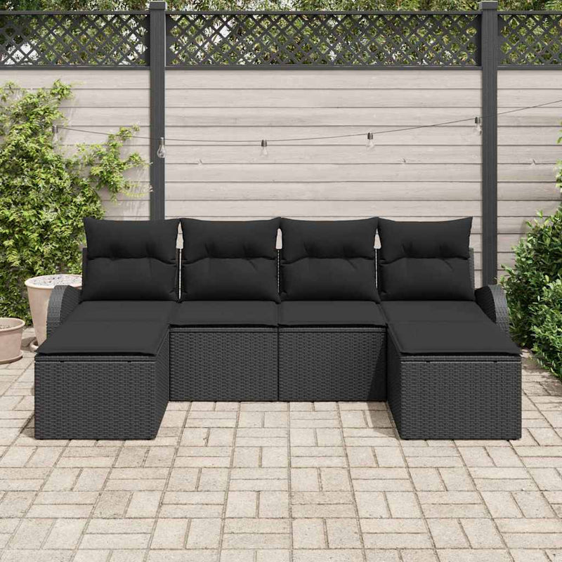 Set de canapea 6 buc. Negru poliratan