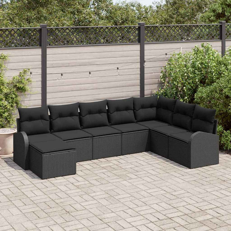 Set de canapea 8 buc. Negru poliratan
