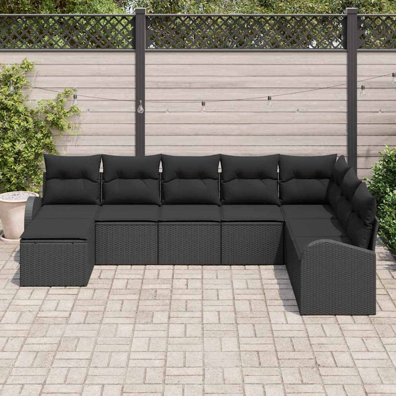 Set de canapea 8 buc. Negru poliratan