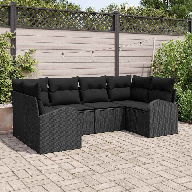 Set de canapele pentru grădină 6 buc. Negru poliratan