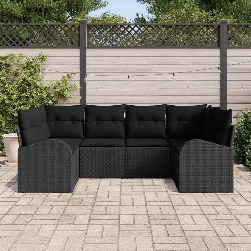 Set de canapele pentru grădină 6 buc. Negru poliratan