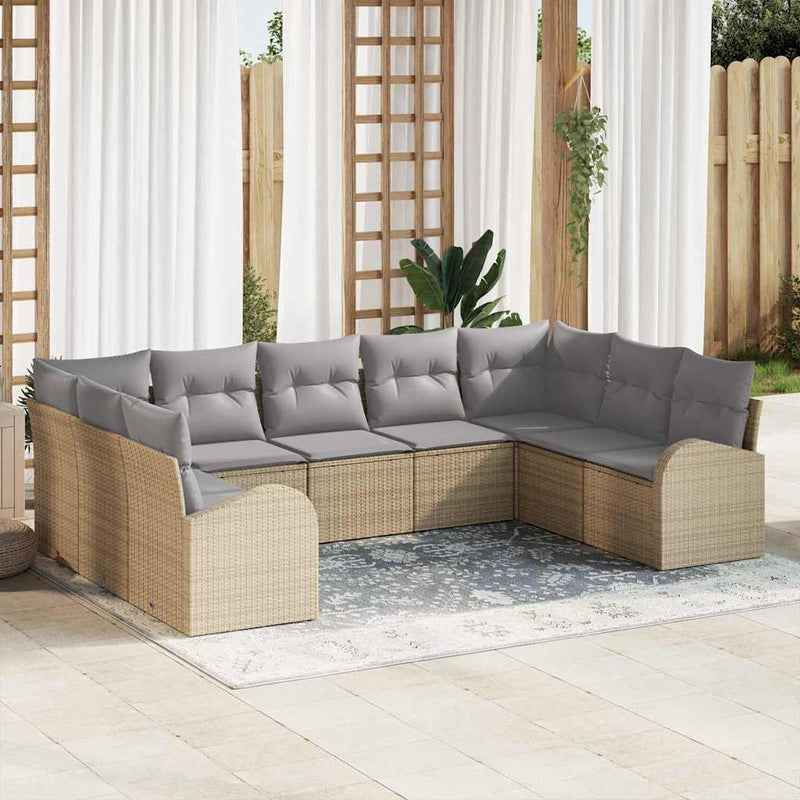 Set de canapele pentru grădină 9 buc. Beige și gri deschis