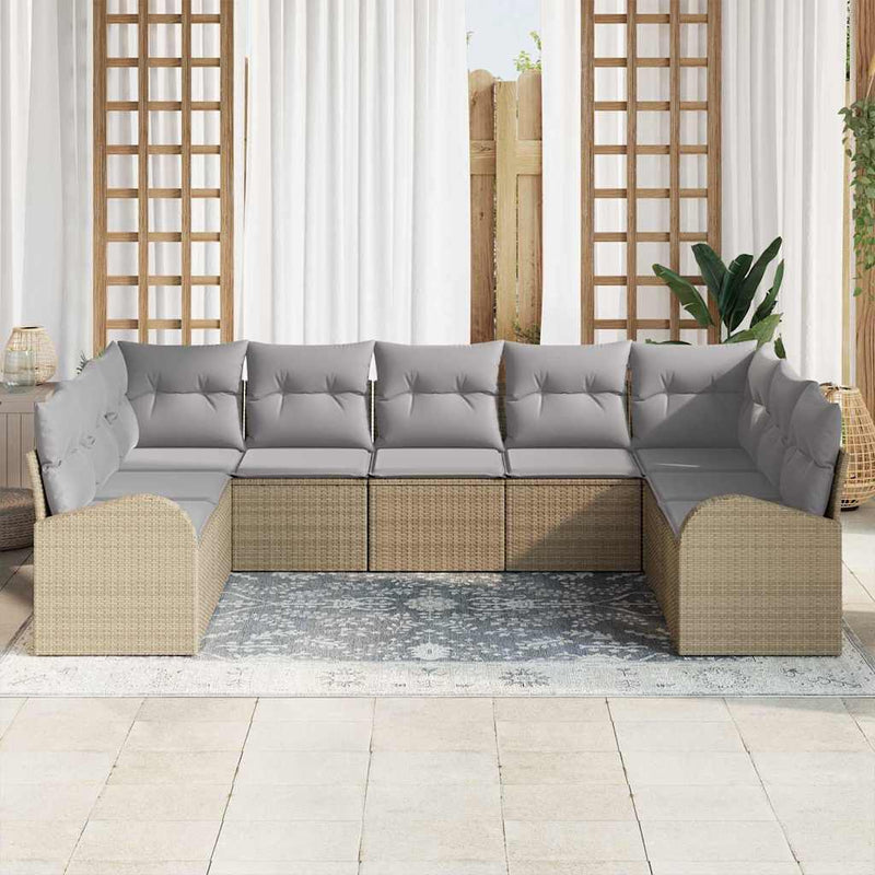 Set de canapele pentru grădină 9 buc. Beige și gri deschis