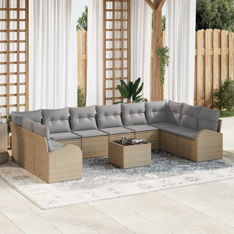Set de canapele pentru grădină 11 buc. Beige și gri deschis
