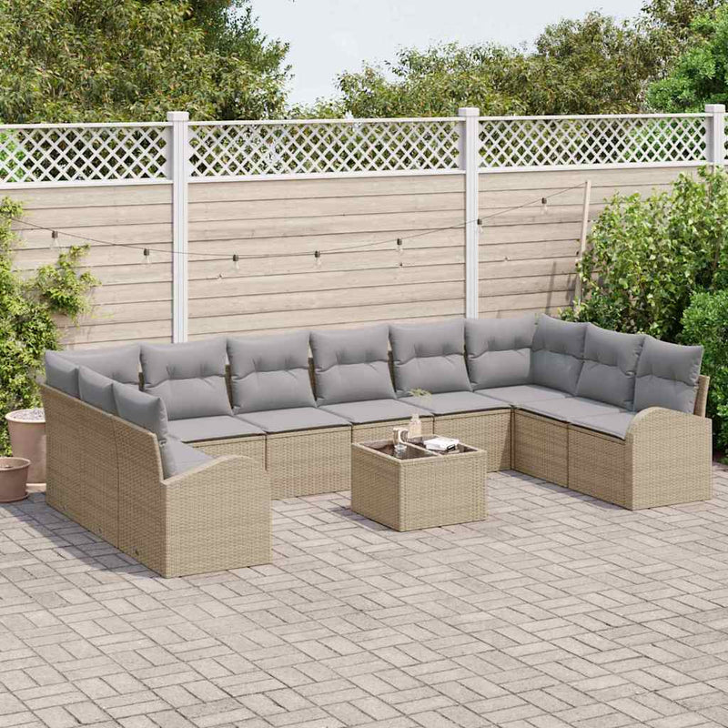 Set de canapele pentru grădină 11 buc. Beige și gri deschis