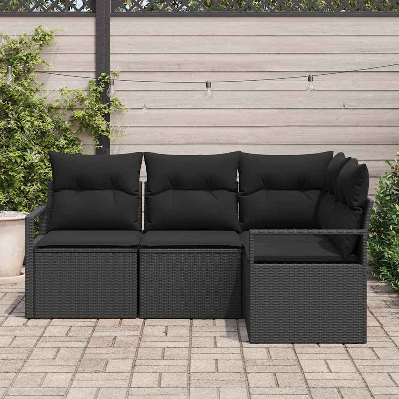Set de canapea 4 buc. Negru poliratan