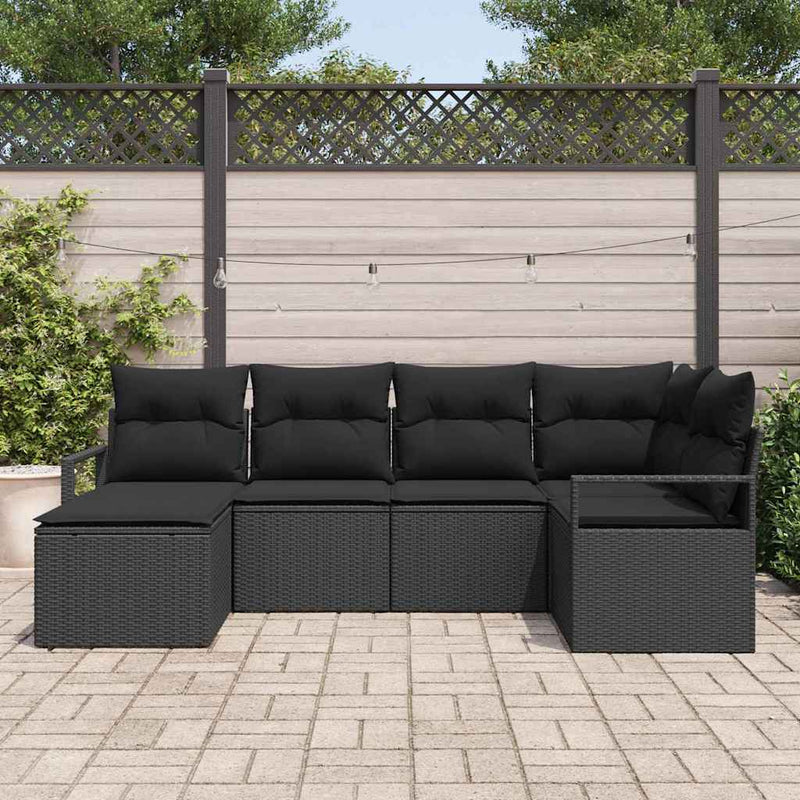 Set de canapea 6 buc. Negru poliratan