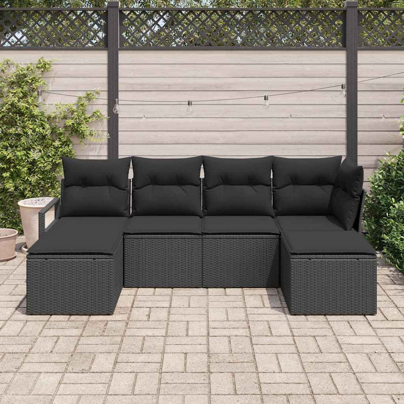Set de canapea 6 buc. Negru poliratan