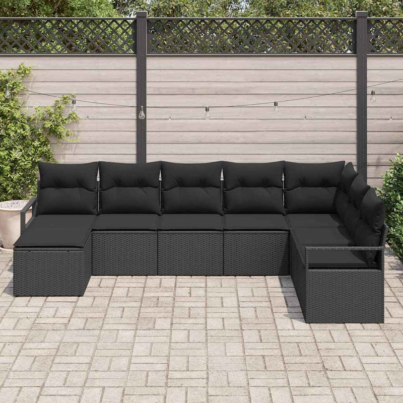 Set de canapea 8 buc. Negru poliratan