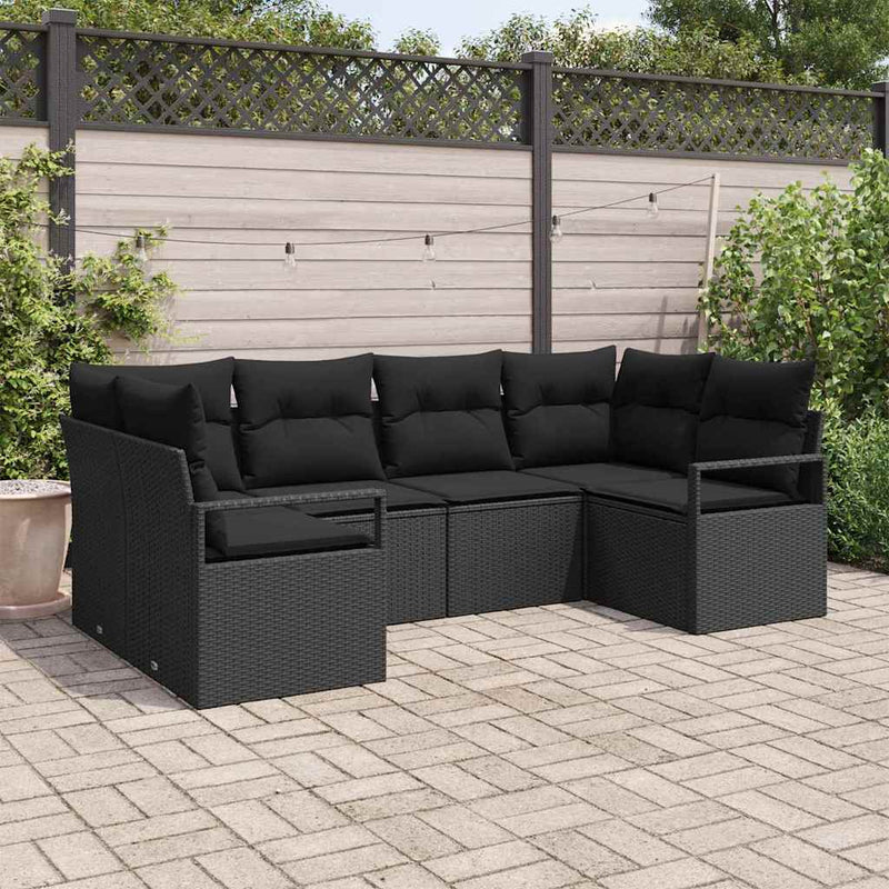 Set de canapele pentru grădină 6 buc. Negru poliratan