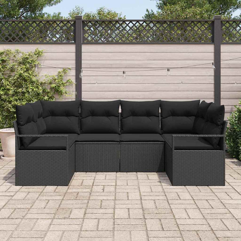 Set de canapele pentru grădină 6 buc. Negru poliratan