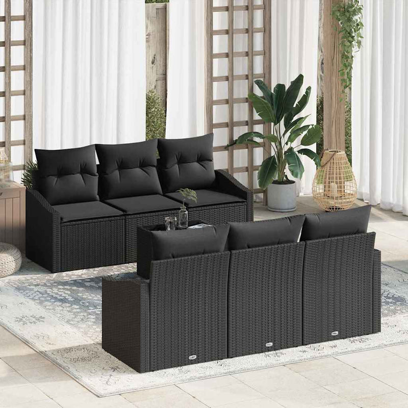 Set de canapea 7 buc. Negru poliratan