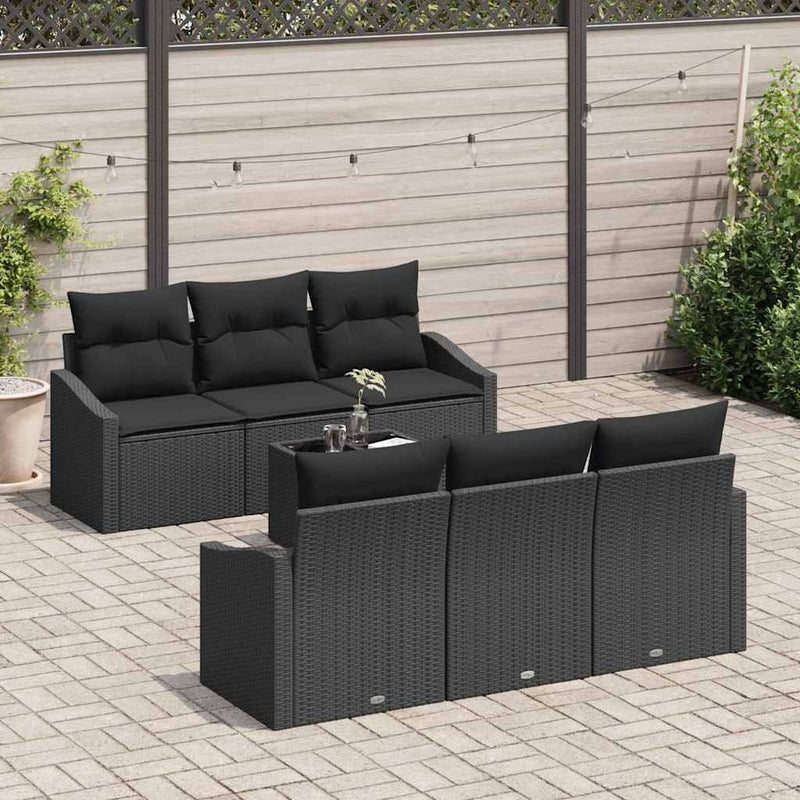 Set de canapea 7 buc. Negru poliratan