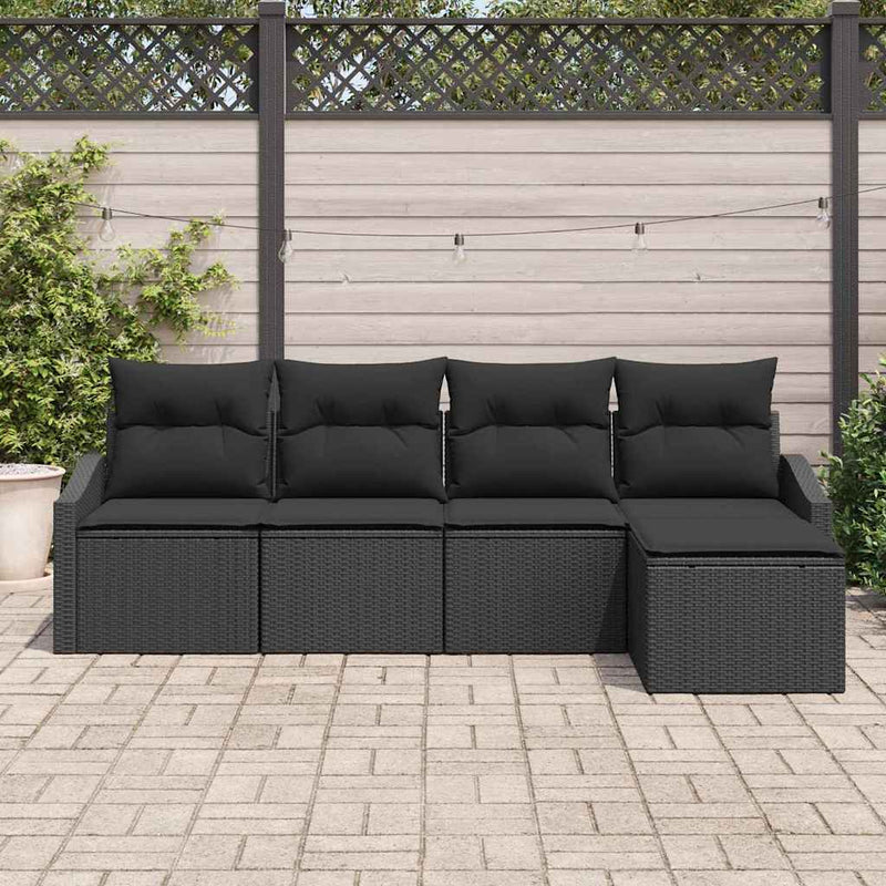 Set de canapea 5 buc. Negru poliratan