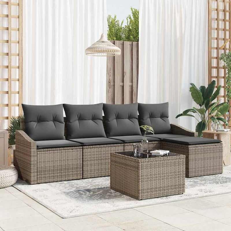 Set de canapea 6 buc. Gri deschis poliratan