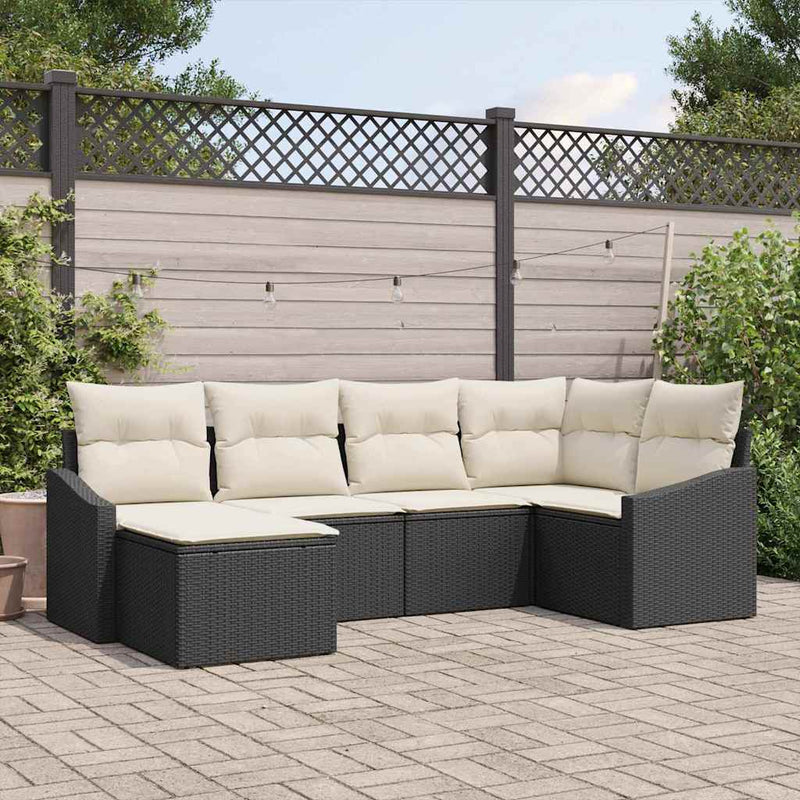 Set de masă pentru grădină 6 buc. Negru și Crem