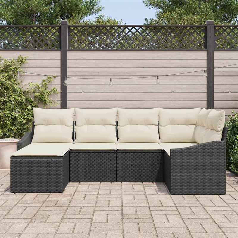 Set de masă pentru grădină 6 buc. Negru și Crem