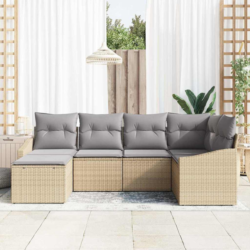 Set de masă pentru grădină 6 buc. Beige și gri deschis