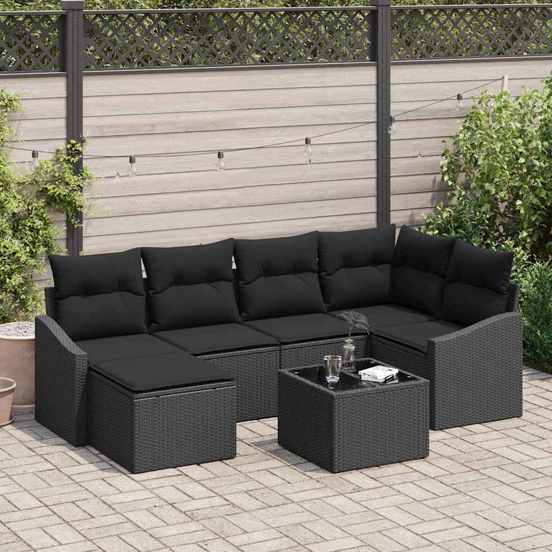 Set de masă pentru grădină 7 buc. Negru