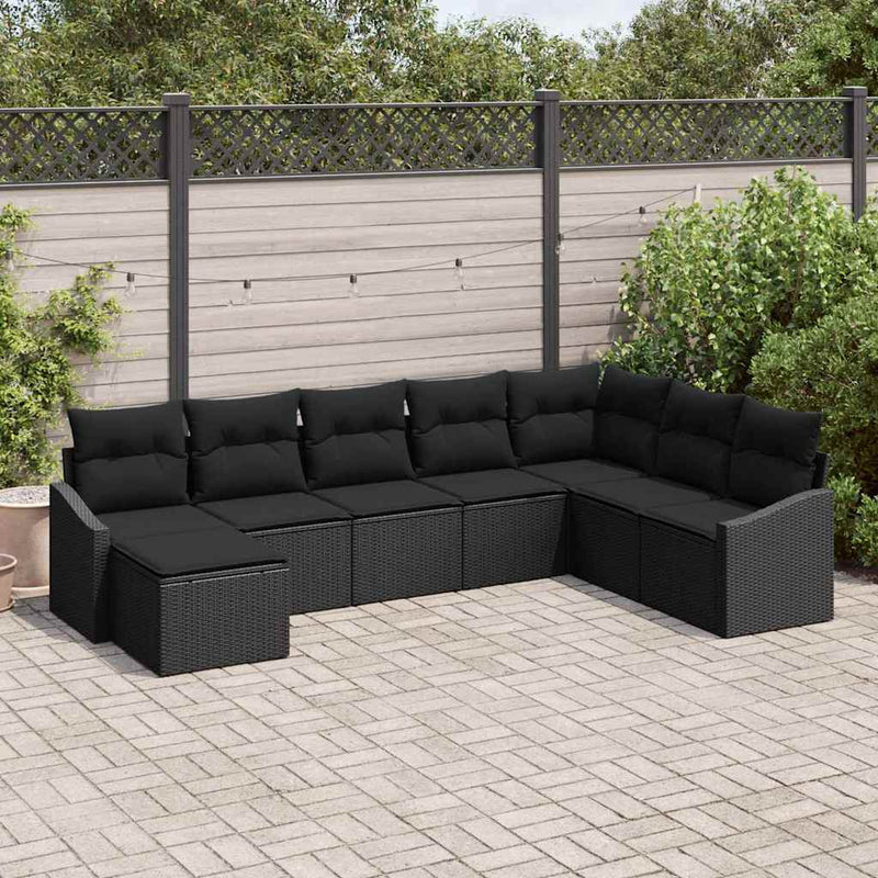 Set de canapele pentru grădină 8 buc. Negru poliratan