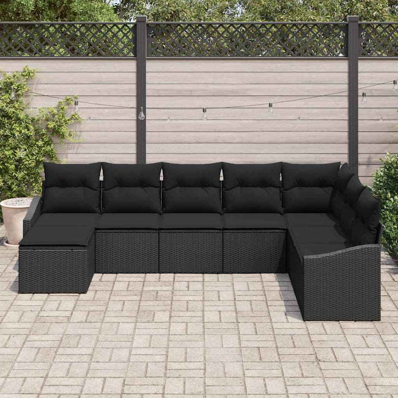 Set de canapele pentru grădină 8 buc. Negru poliratan