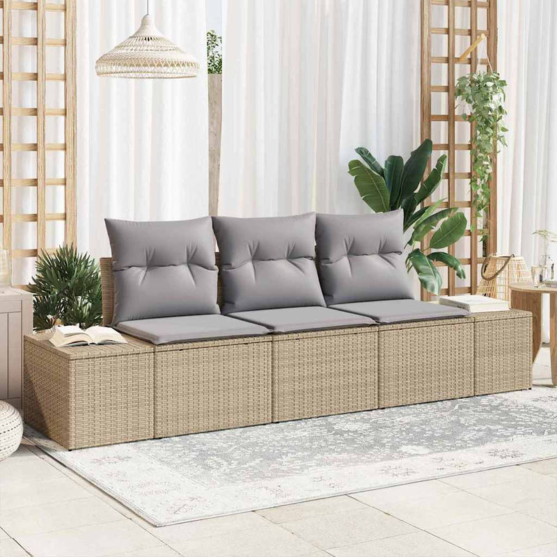 Set de canapele pentru grădină 3 buc. Beige și gri deschis