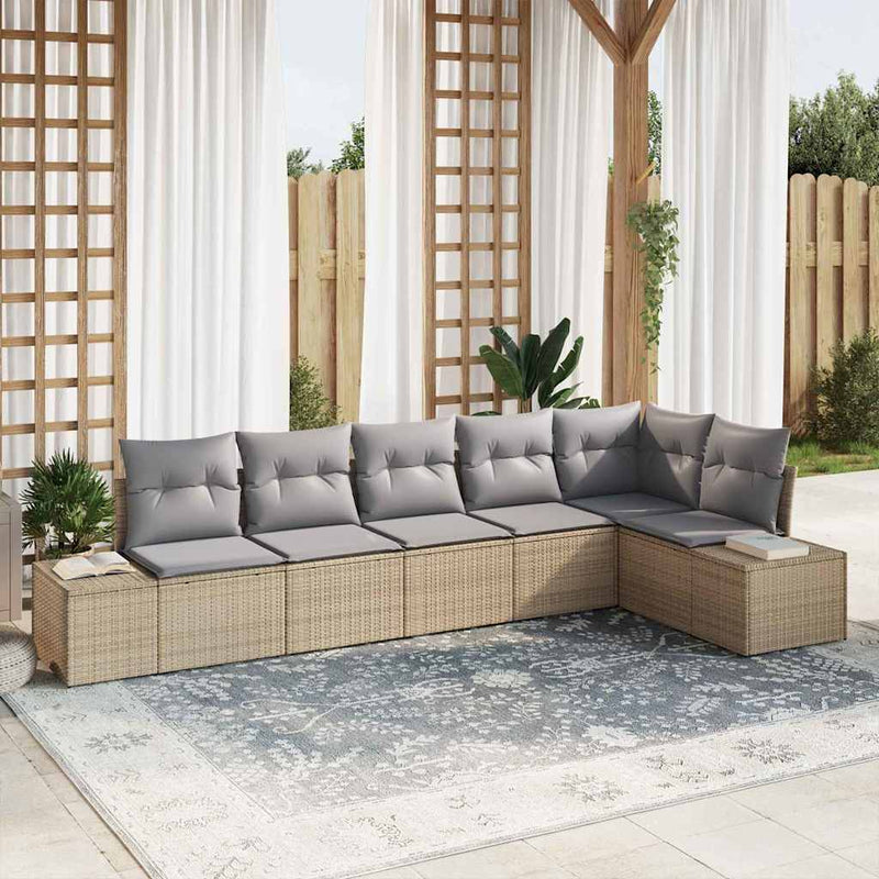 Set de canapele pentru grădină 6 buc. Beige și gri deschis