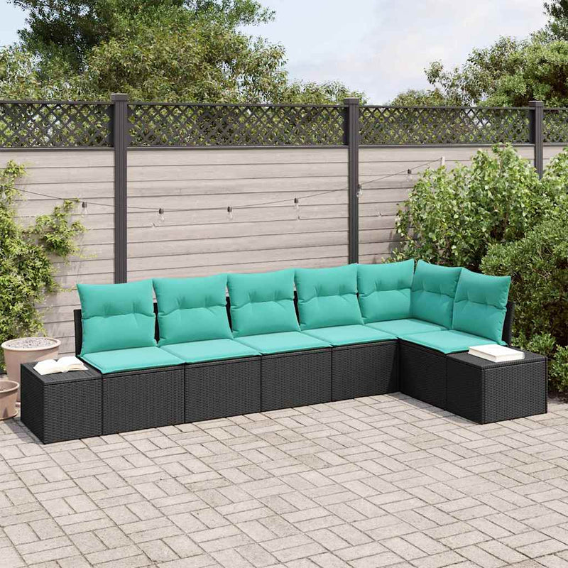 Set de canapele pentru grădină 6 buc. Negru și Turcoaz