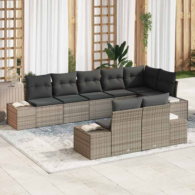 Set de canapele pentru grădină 8 buc. Gri Rattan poli