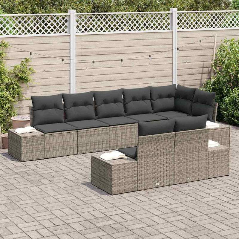 Set de canapele pentru grădină 8 buc. Gri Rattan poli
