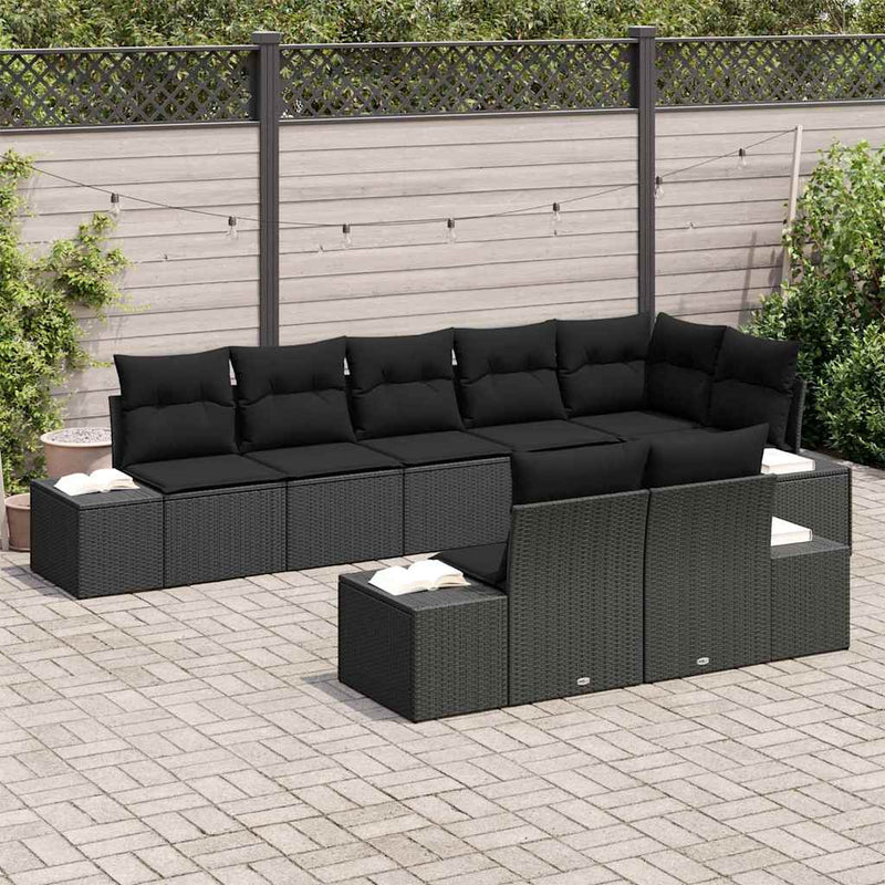 Set de canapele pentru grădină 8 buc. Negru Rattan poli