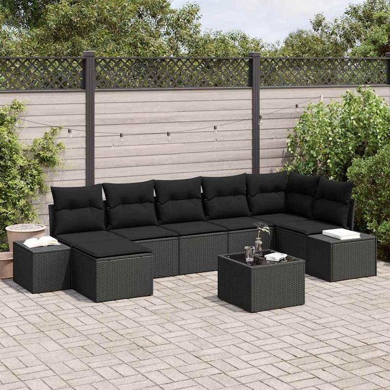 Set de canapele pentru grădină 7 buc. Negru poliratan