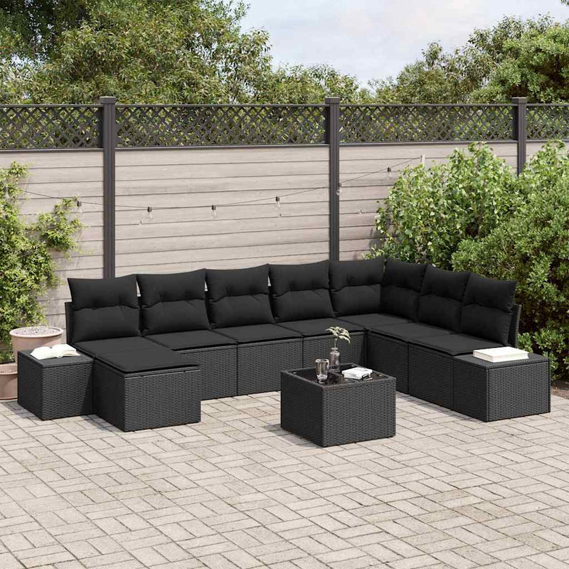 Set de canapele pentru grădină 8 buc. Negru poliratan