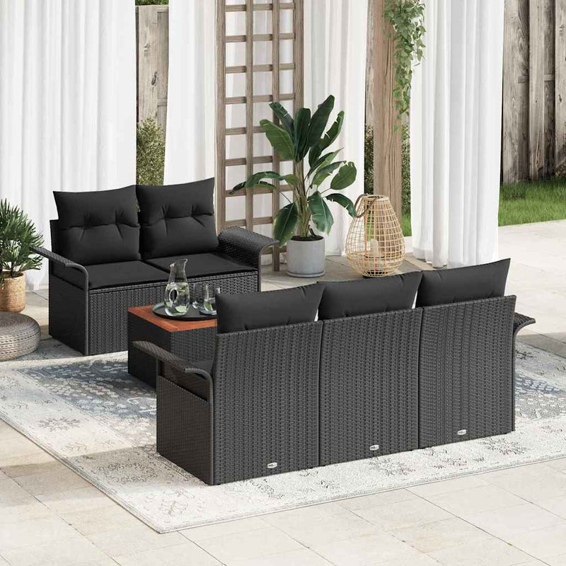 Set de canapele pentru grădină 6 buc. 5-Număr de locuri Negru