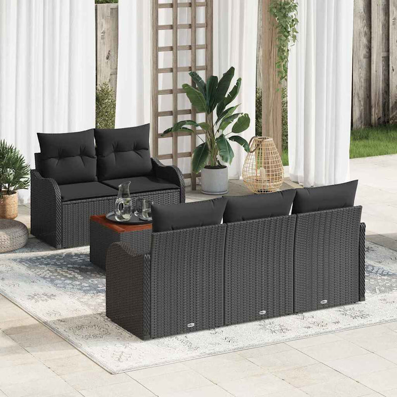 Set de canapele pentru grădină 6 buc. 5-Număr de locuri Negru