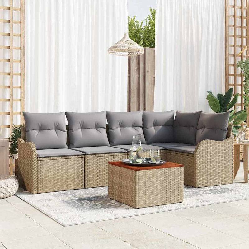 Set de canapele pentru grădină 6 buc. Beige și gri deschis