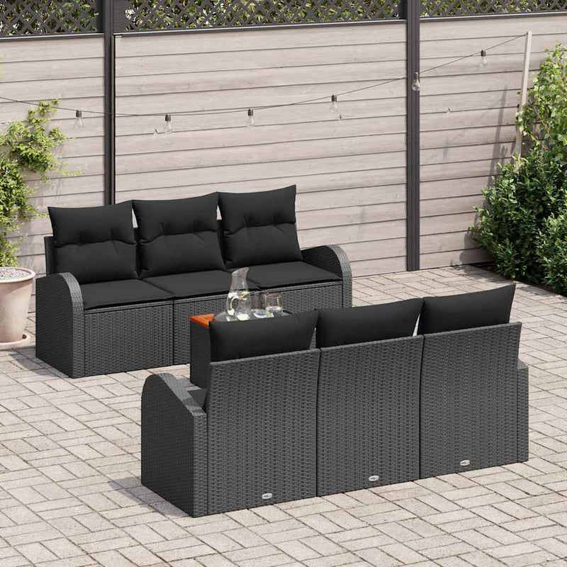 Set de canapele pentru grădină 7 buc. Negru poliratan