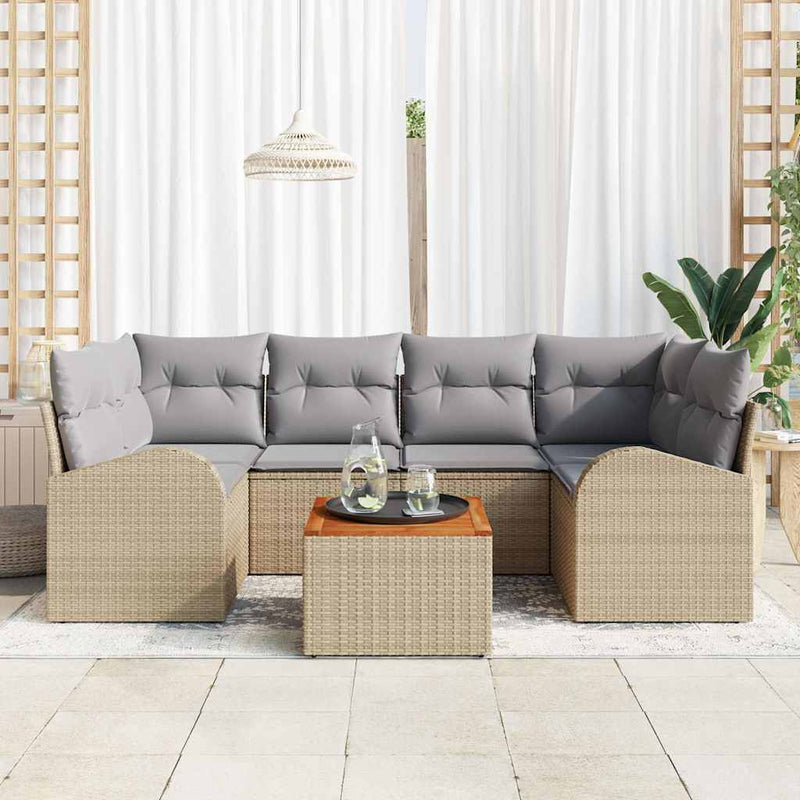 Set de canapele pentru grădină 7 buc. Beige și gri deschis